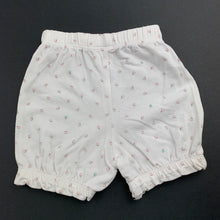 Load image into Gallery viewer, Girls Mothercare, white floral shorts, elasticated, GUC, size 0000