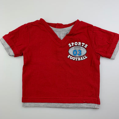 Boys Dymples, red cotton t-shirt / top, football, EUC, size 00