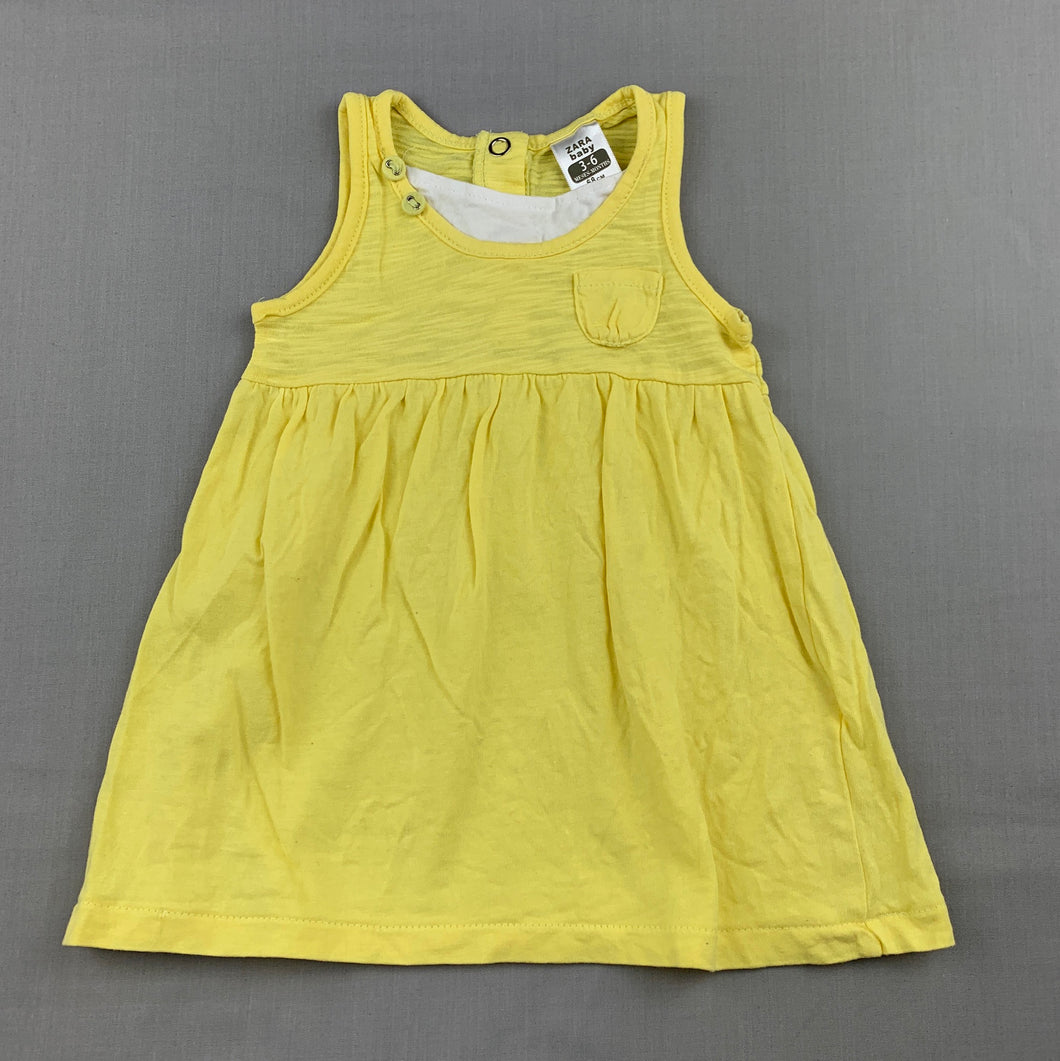 Girls Zara Baby, yellow cotton casual dress, GUC, size 00