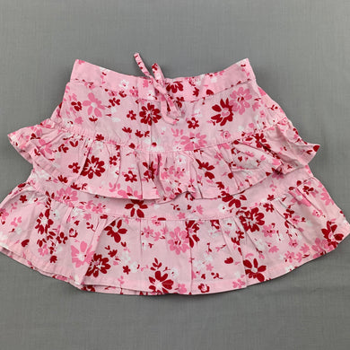 Girls H+T, lightweight floral cotton skirt, elasticated, GUC, size 2