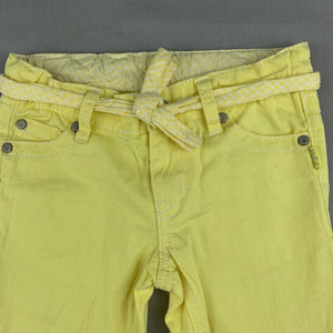 Girls Pumpkin Patch, yellow stretch cotton cropped pants, adjustable, Inside leg: 34cm, GUC, size 4