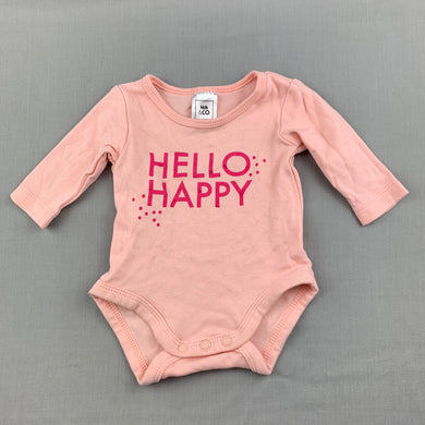 Girls Kids & Co Baby, pink cotton bodysuit / romper, GUC, size 0000