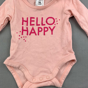 Girls Kids & Co Baby, pink cotton bodysuit / romper, GUC, size 0000