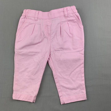 Girls Mothercare, pink cotton pants, elasticated, EUC, size 00