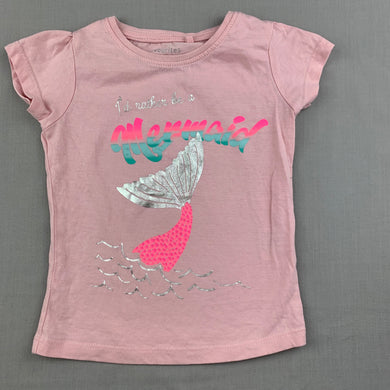 Girls Favourites, pink cotton t-shirt / top, mermaid, EUC, size 0