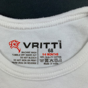 Unisex VRITTI, soft cotton bodysuit / romper, Amsterdam, EUC, size 00