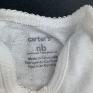 Girls Carter's, white soft cotton bodysuit / romper, GUC, size 0000