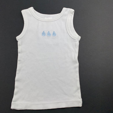 Boys Target, white cotton singlet top, boats, GUC, size 00