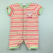 Load image into Gallery viewer, Girls Sprout, striped cotton romper, butterfly, EUC, size 0000