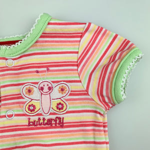 Girls Sprout, striped cotton romper, butterfly, EUC, size 0000