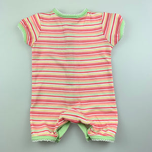 Girls Sprout, striped cotton romper, butterfly, EUC, size 0000