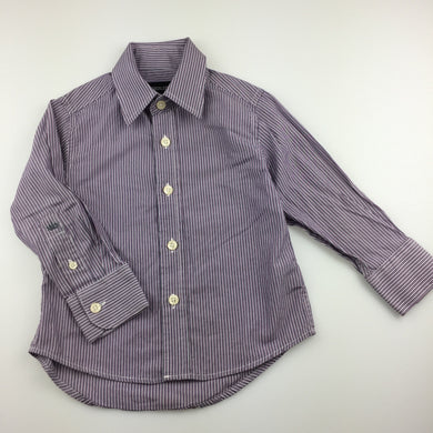 Boys Industrie, purple & blue stripe cotton long sleeve shirt, EUC, size 2