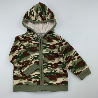 Boys Garanimals, lightweight fleece camp print zip top, 0, size 0