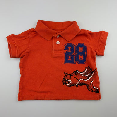 Boys Osh Kosh, orange cotton polo shirt / top, GUC, size 6 months