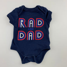 Load image into Gallery viewer, Boys Cotton On Baby, navy bodysuit / romper, dad, GUC, size 0000