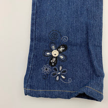 Load image into Gallery viewer, Girls Nannette, blue denim jeans, embroidered, adjustable, Inside leg: 41cm, GUC, size 4