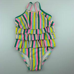 Girls Cotton On, striped swim one-piece, light mark on chest, FUC, size 3