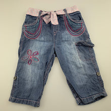 Load image into Gallery viewer, Girls Tiny Little Wonders, lightweight denim pants, elasticated, FUC, size 0