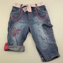 Load image into Gallery viewer, Girls Tiny Little Wonders, lightweight denim pants, elasticated, FUC, size 0