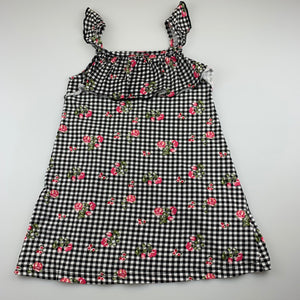 Girls Mango, checked floral cotton summer dress, EUC, size 6