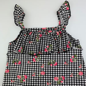 Girls Mango, checked floral cotton summer dress, EUC, size 6