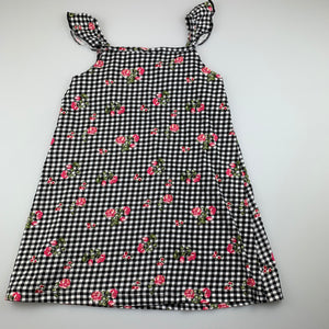 Girls Mango, checked floral cotton summer dress, EUC, size 6