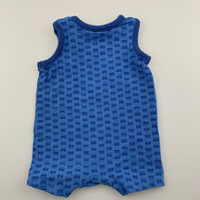 Load image into Gallery viewer, Boys Target, blue stretchy romper, cars, GUC, size 0000