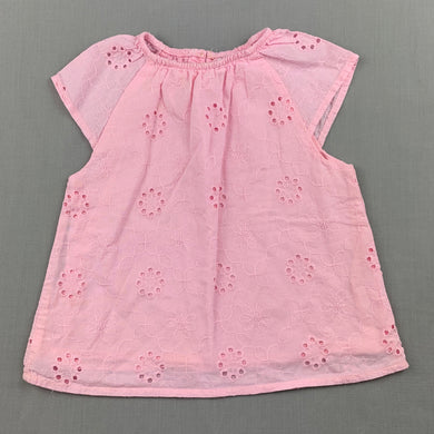 Girls Target, lined pink broderie cotton top, FUC, size 1