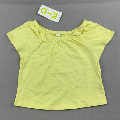 Girls KID, yellow cotton t-shirt / top, NEW, size 1