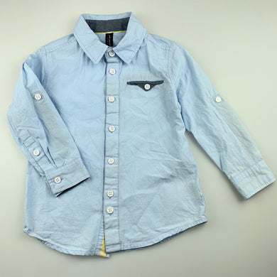 Boys Peter Morrissey, blue lightweight cotton long sleeve shirt, FUC, size 4