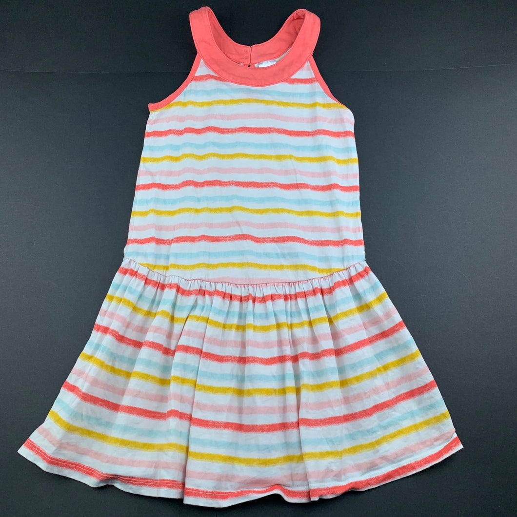 Girls Target, striped cotton casual dress, light mark back hem, FUC, size 5