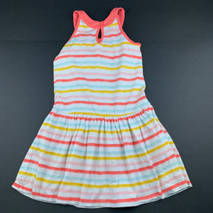 Girls Target, striped cotton casual dress, light mark back hem, FUC, size 5