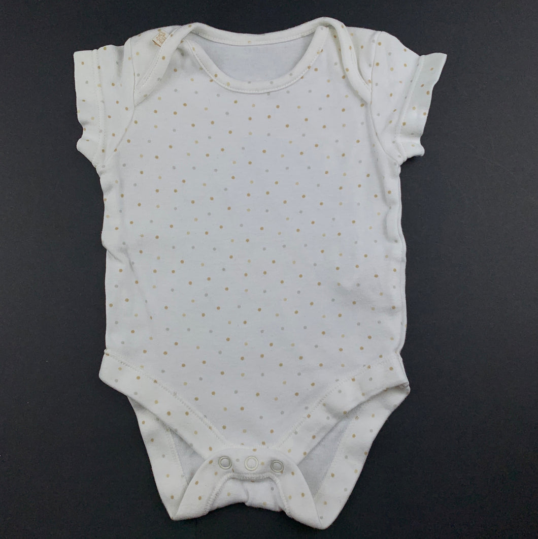 Girls M&S, cream cotton bodysuit / romper, GUC, size 000