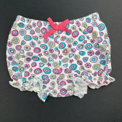 Girls Target, soft cotton shorts, elasticated, GUC, size 00