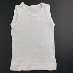 Unisex 4 Baby, white cotton singlet top, GUC, size 000