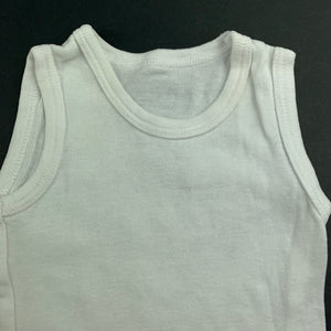 Unisex 4 Baby, white cotton singlet top, GUC, size 000