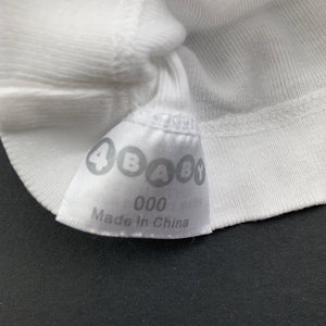 Unisex 4 Baby, white cotton singlet top, GUC, size 000