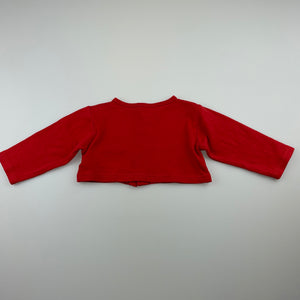 Girls HB, red cotton bolero cardigan top, FUC, size 0