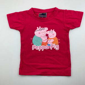 Girls Australia, Peppa Pig pink cotton t-shirt / top, armpit to armpit: 27cm, L: 36cm, GUC, size 0-1