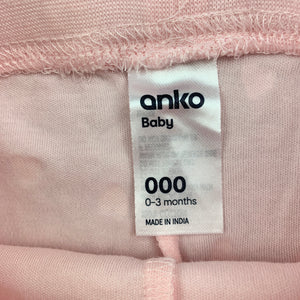 Girls Anko Baby, pink soft cotton shorts, elasticated, EUC, size 000