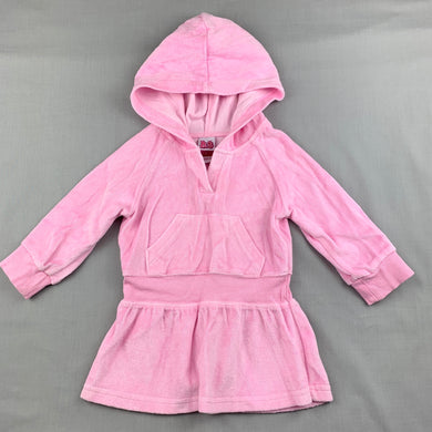 Girls H+T, pink velour hoodie sweater dress, GUC, size 1