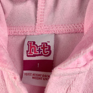 Girls H+T, pink velour hoodie sweater dress, GUC, size 1