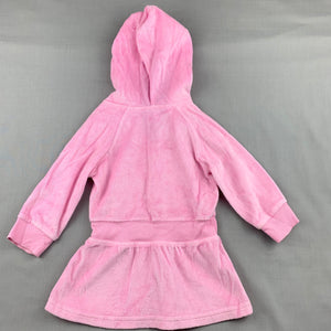 Girls H+T, pink velour hoodie sweater dress, GUC, size 1