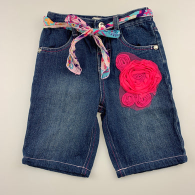 Girls Stix n Stones, blue denim shorts, flower detail, EUC, size 1