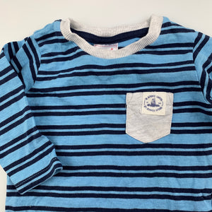 Boys Sprout, blue stripe soft cotton long sleeve top, EUC, size 000