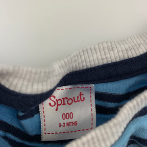 Boys Sprout, blue stripe soft cotton long sleeve top, EUC, size 000