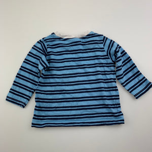 Boys Sprout, blue stripe soft cotton long sleeve top, EUC, size 000