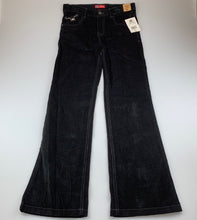 Load image into Gallery viewer, Girls Faded Glory, black cotton corduroy pants, adjustable, Inside leg: 73cm, NEW, size 14