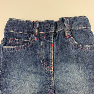 Girls M & Co Baby, blue denim pants, elasticated, GUC, size 00