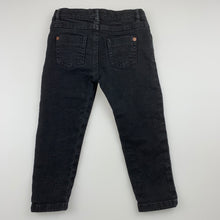 Load image into Gallery viewer, Girls Target, black stretch denim jeans, adjustable, Inside leg: 30cm, EUC, size 2